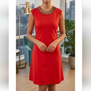 Chic Red Sleeveless Midi Dress